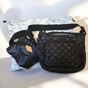 MZ Wallace Metro Scout Black Quilted Crossbody with Detachable Pouch